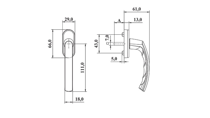 ANTEY ablak kilincs (37 mm | Fehér)